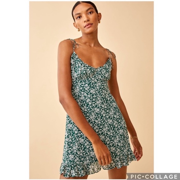 Reformation 2 Esther Green Floral Mini Dress - Picture 2 of 14